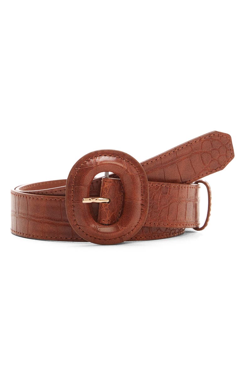MANGO Croc Embossed Belt, Main, color, 
