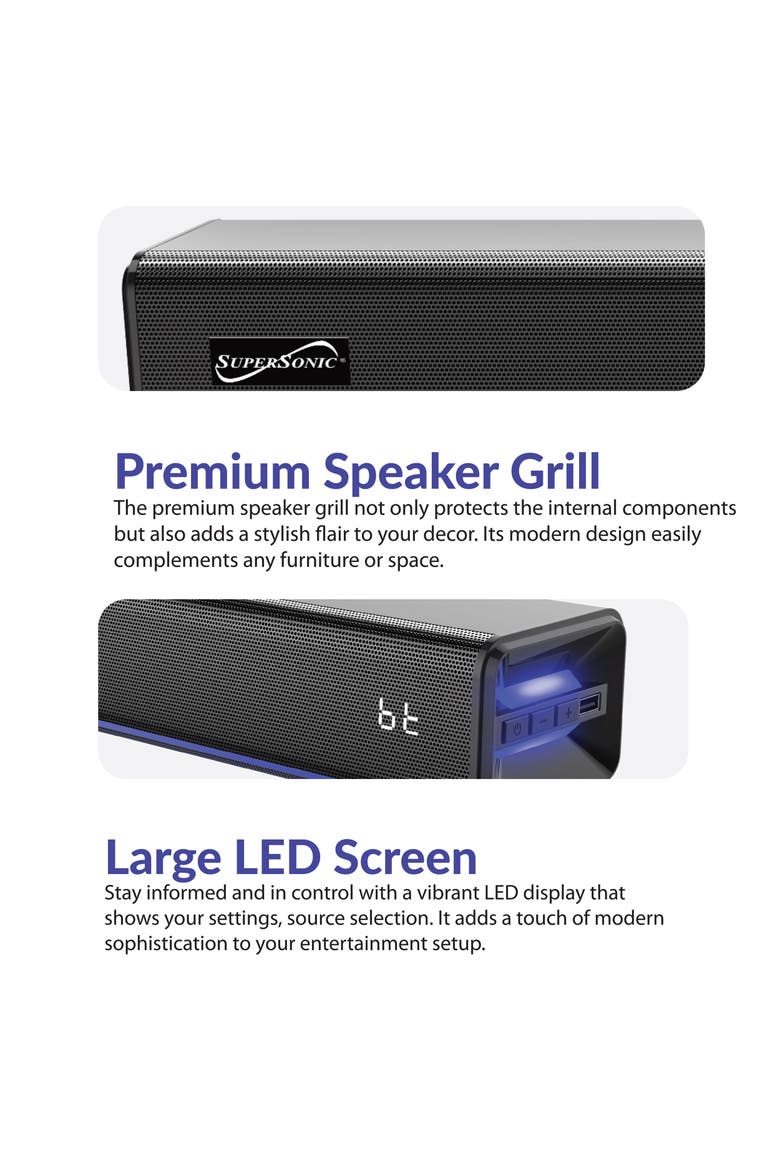 2 Channel Bluetooth Soundbar with Ambient Lighting, Alternate, color, Black