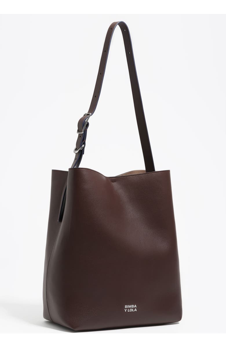 Bimba y Lola Large Leather Carlino Bag, Main, color, Chocolate