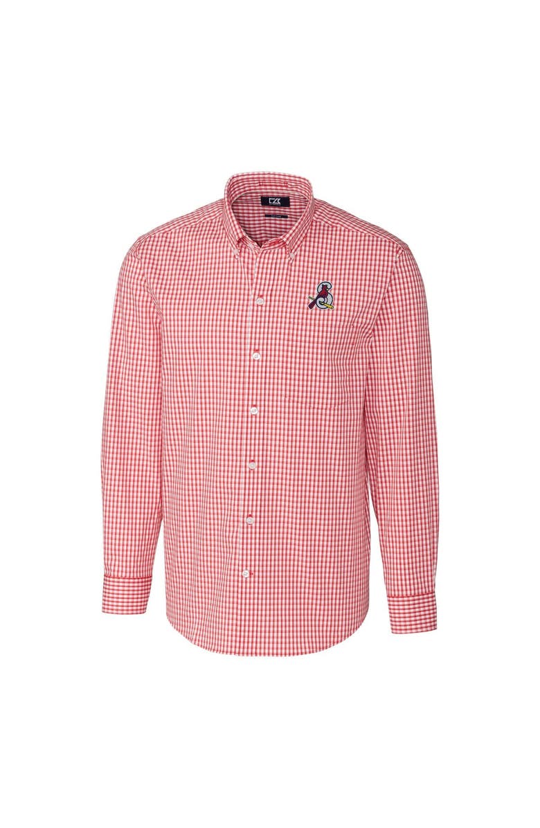 Cutter & Buck Men's Cutter & Buck  Red Springfield Cardinals Big & Tall Easy Care Stretch Gingham Long Sleeve Button-Down Shirt, Alternate, color, 