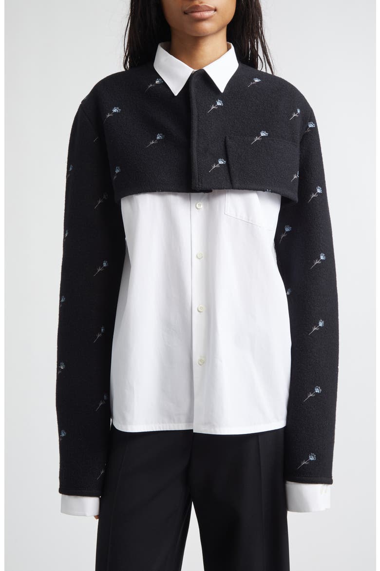 Walker Floral Embroidered Wool Crop Jacket, Main, color, BLACK FLOWERS FELTED