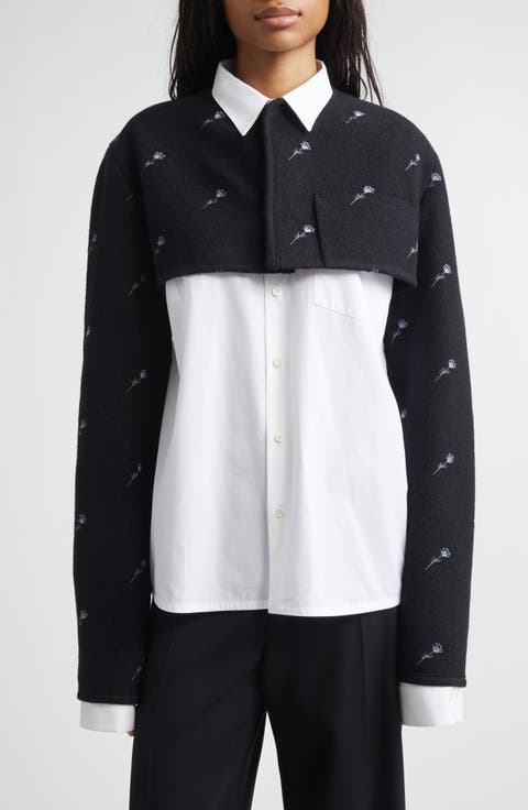 Walker Floral Embroidered Wool Crop Jacket