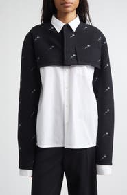 RIER Walker Floral Embroidered Wool Crop Jacket
