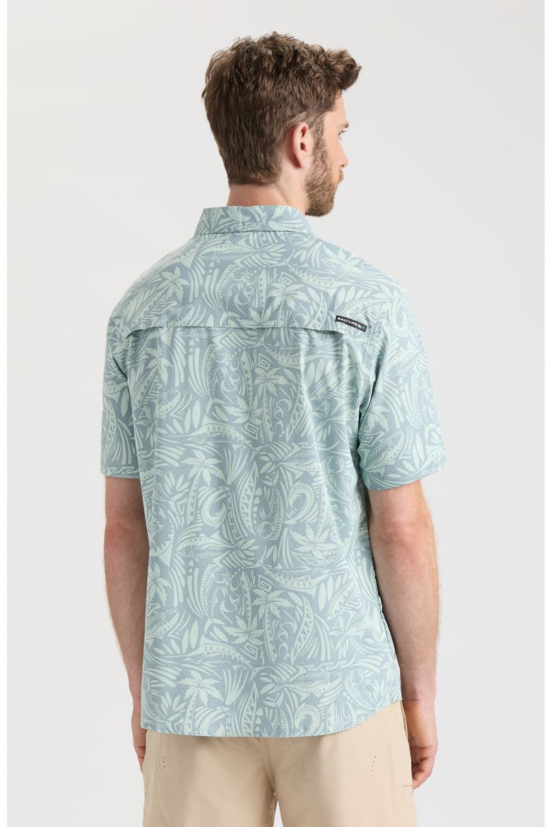 Mahi Short Sleeve Button Down Performance Shirt, Alternate, color, Storm