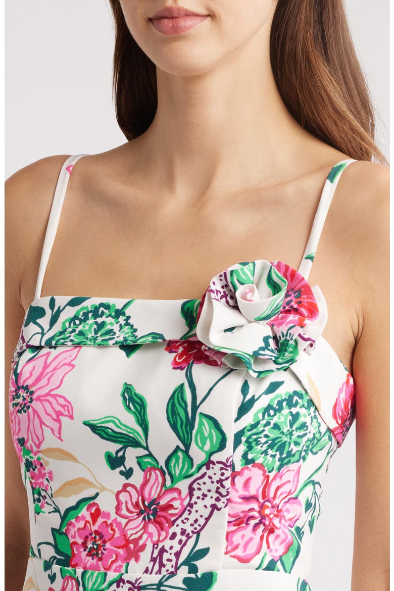 Nickola Floral Print Sleeveless Dress, Alternate, color, COCONUT