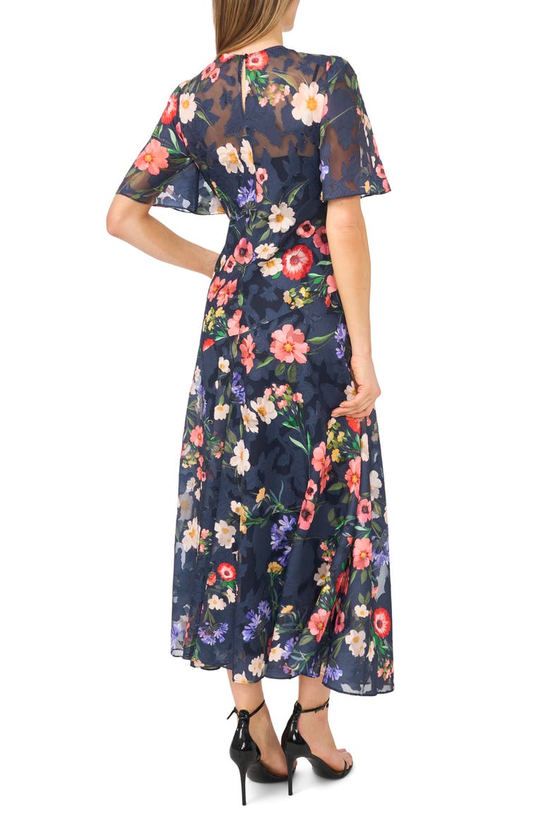Lucie Flutter Sleeve Midi Dress, Alternate, color, INDIGO NIGHT