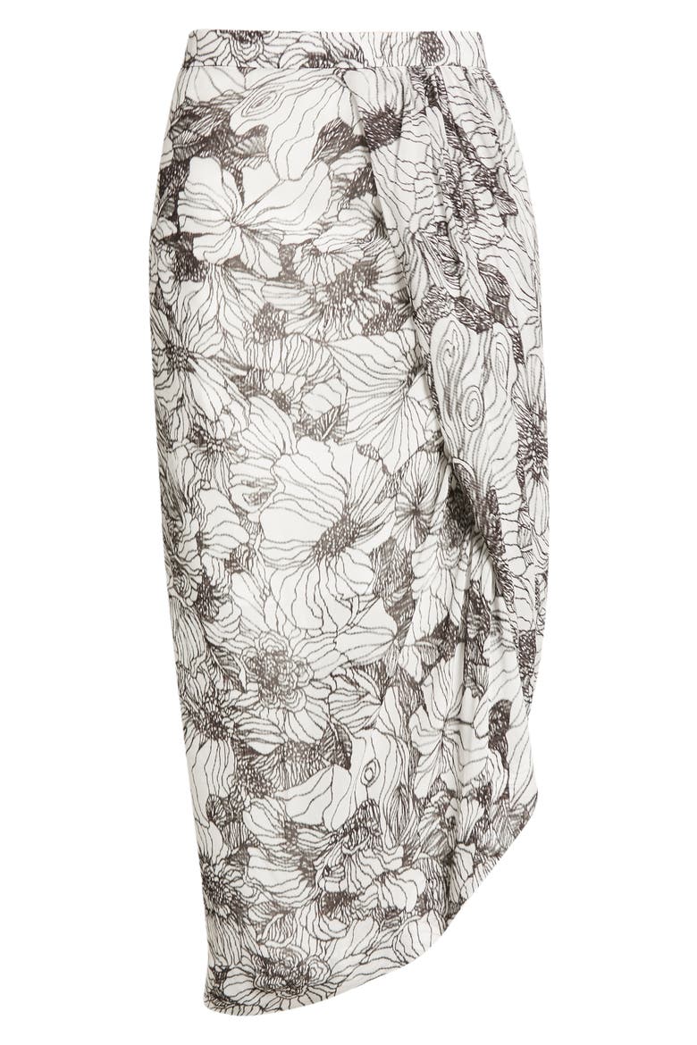 Sabrina Floral Print Midi Skirt, Alternate, color, ECRU 5