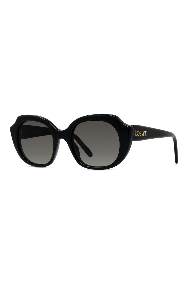 Slim 50mm Geometric Sunglasses, Alternate, color, SHINY BLACK / GRADIENT SMOKE