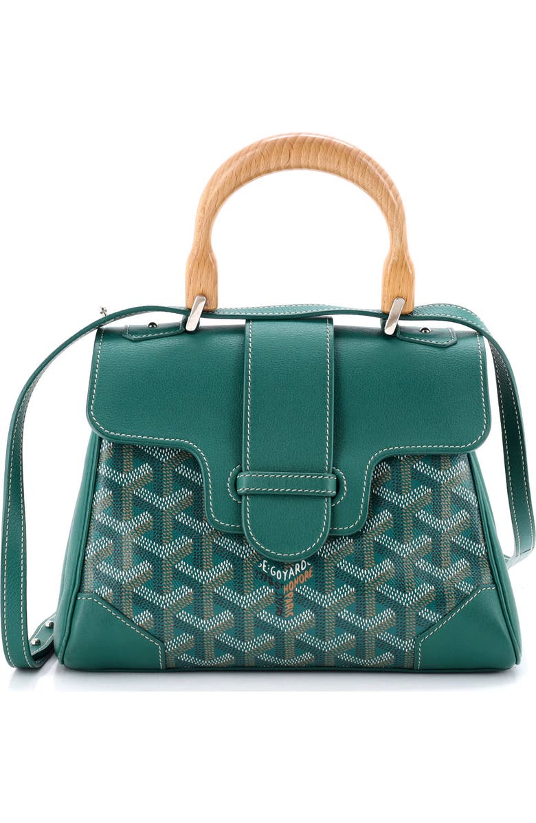 Pre-Owned Goyard Structured Saigon Top Handle Bag Coated Canvas with Leather Mini, Main, color, Green