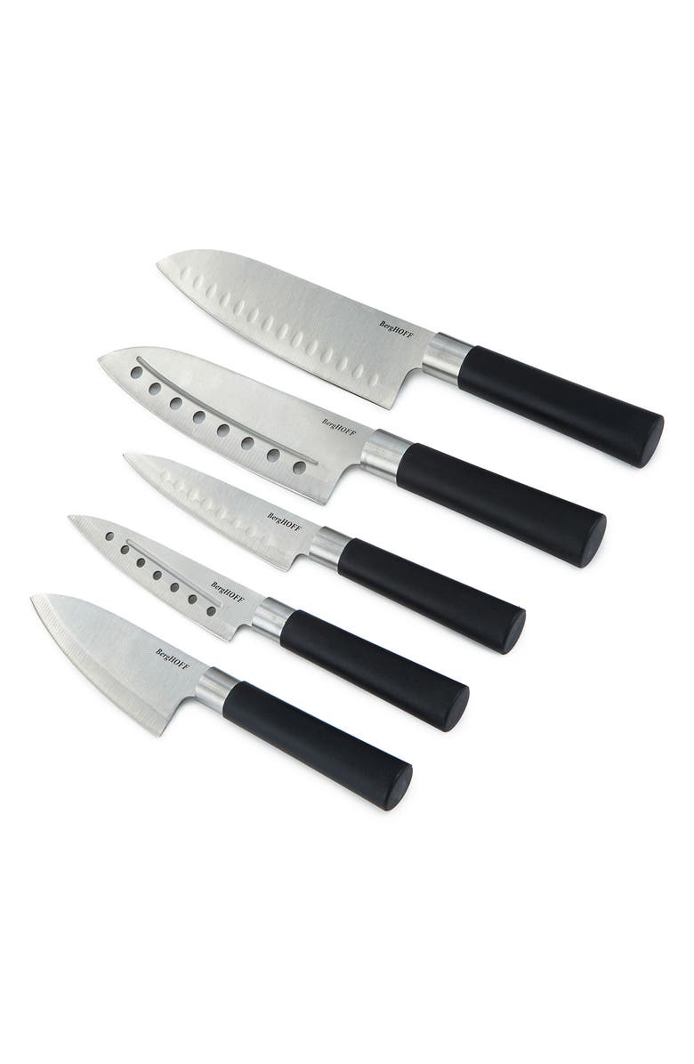 BergHOFF DiNA Codon 5-Piece Santoku Knife Set, Main, color, Black