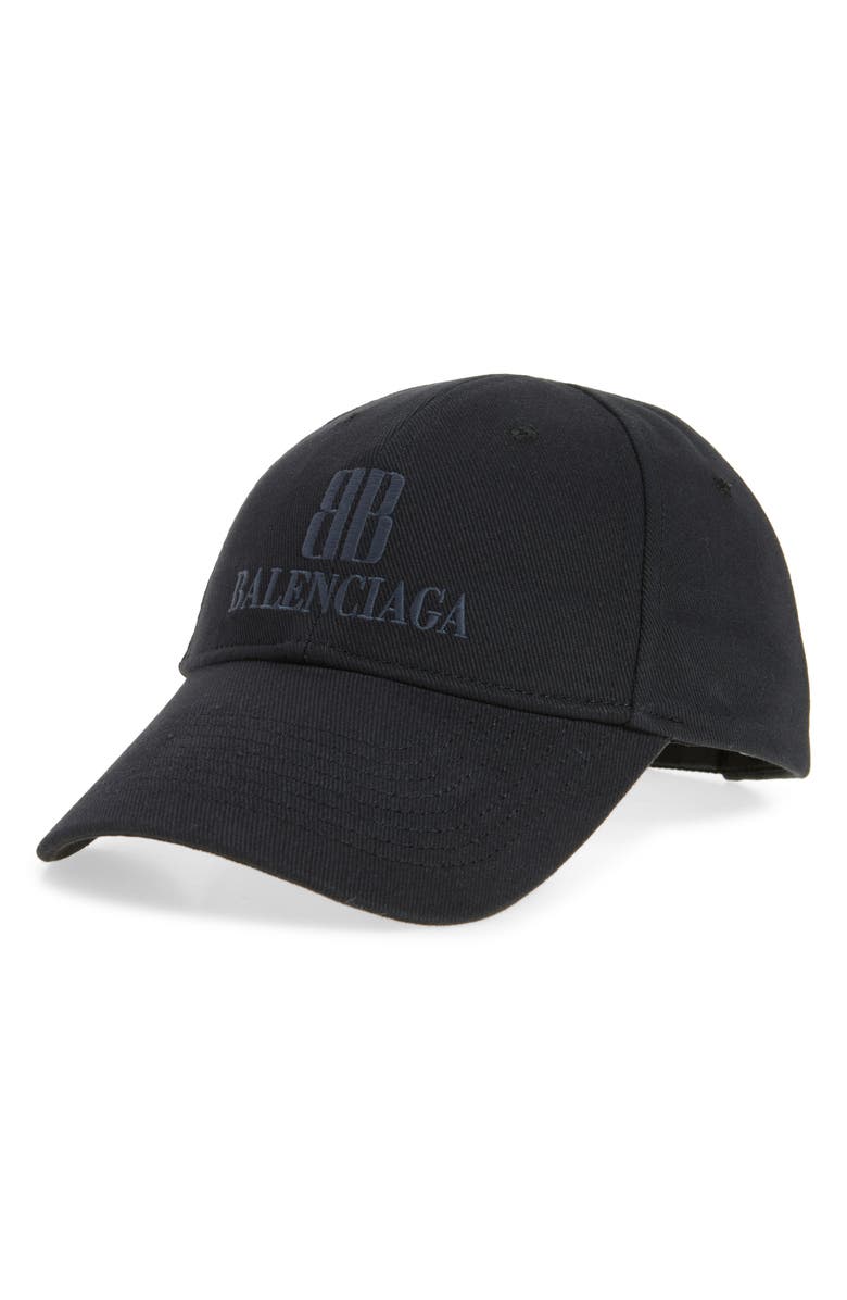Balenciaga Nano Logo Embroidered Baseball Cap, Main, color, 1002 Faded Black
