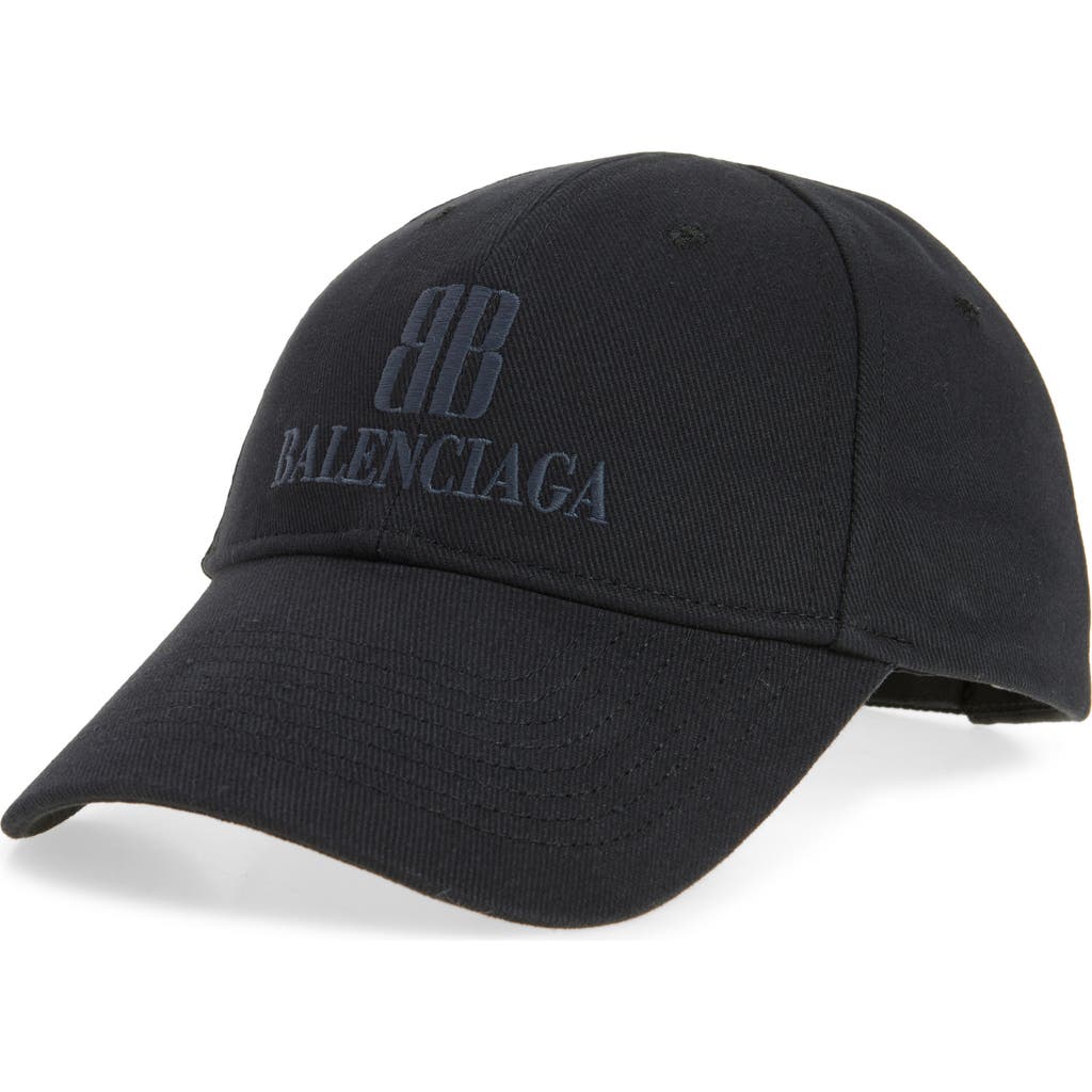 Balenciaga Nano Logo Embroidered Baseball Cap In Black