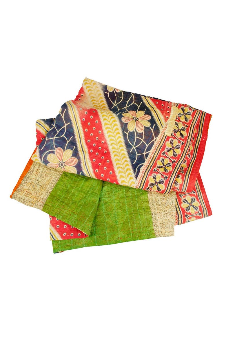 Ten Thousand Villages Sacred Sari Throw, Alternate, color, Red