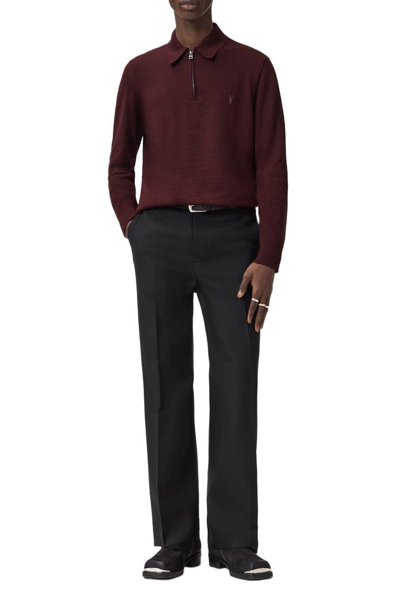 Albany Merino Wool Quarter Zip Polo, Alternate, color, BRONZED RED