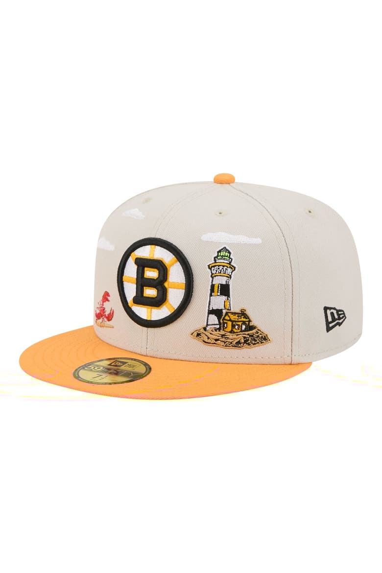 Men's New Era  Tan/Gold Boston Bruins Localized City Icon 59FIFTY Fitted Hat, Main, color, Tan