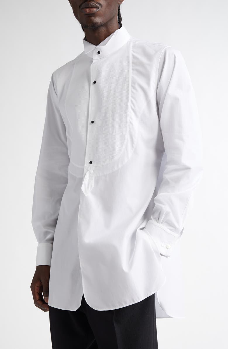 Maison Margiela Cotton Poplin Tuxedo Shirt, Alternate, color, White