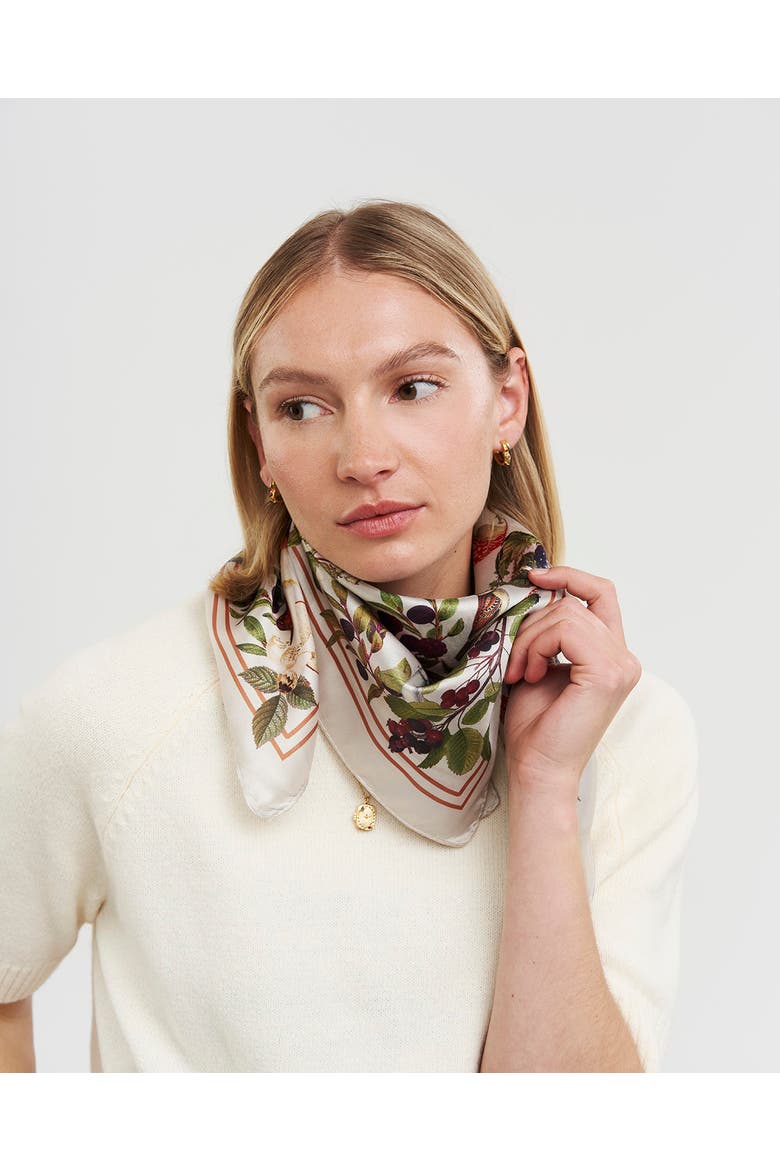 Orla Mushroom Small Square Scarf, Alternate, color, Ivory