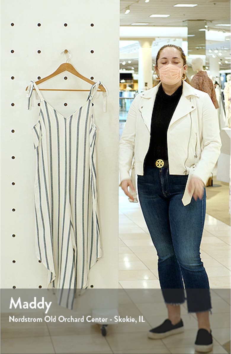 Stripe Shoulder Tie Crop Jumpsuit, sales video thumbnail