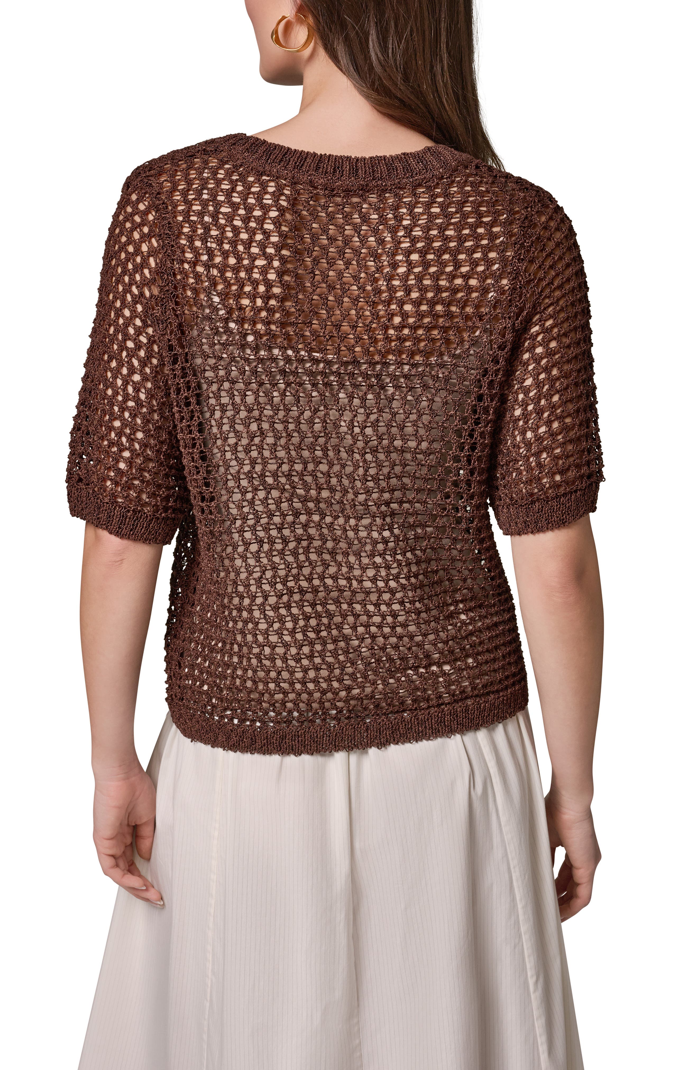 Open Knit Crewneck Sweater - image 2