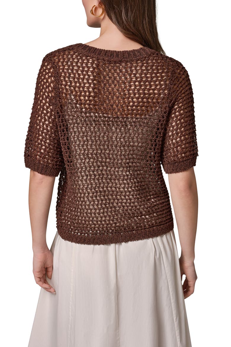 Open Knit Crewneck Sweater, Alternate, color, CANYON