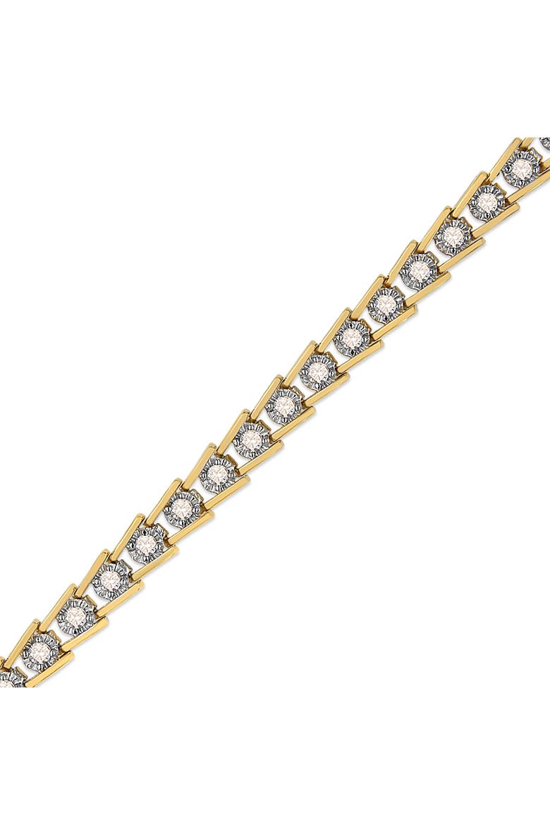 14K Yellow Gold Plated Silver 2.00 Cttw Miracle Set Diamond Wave Link Bracelet, Alternate, color, Yellow