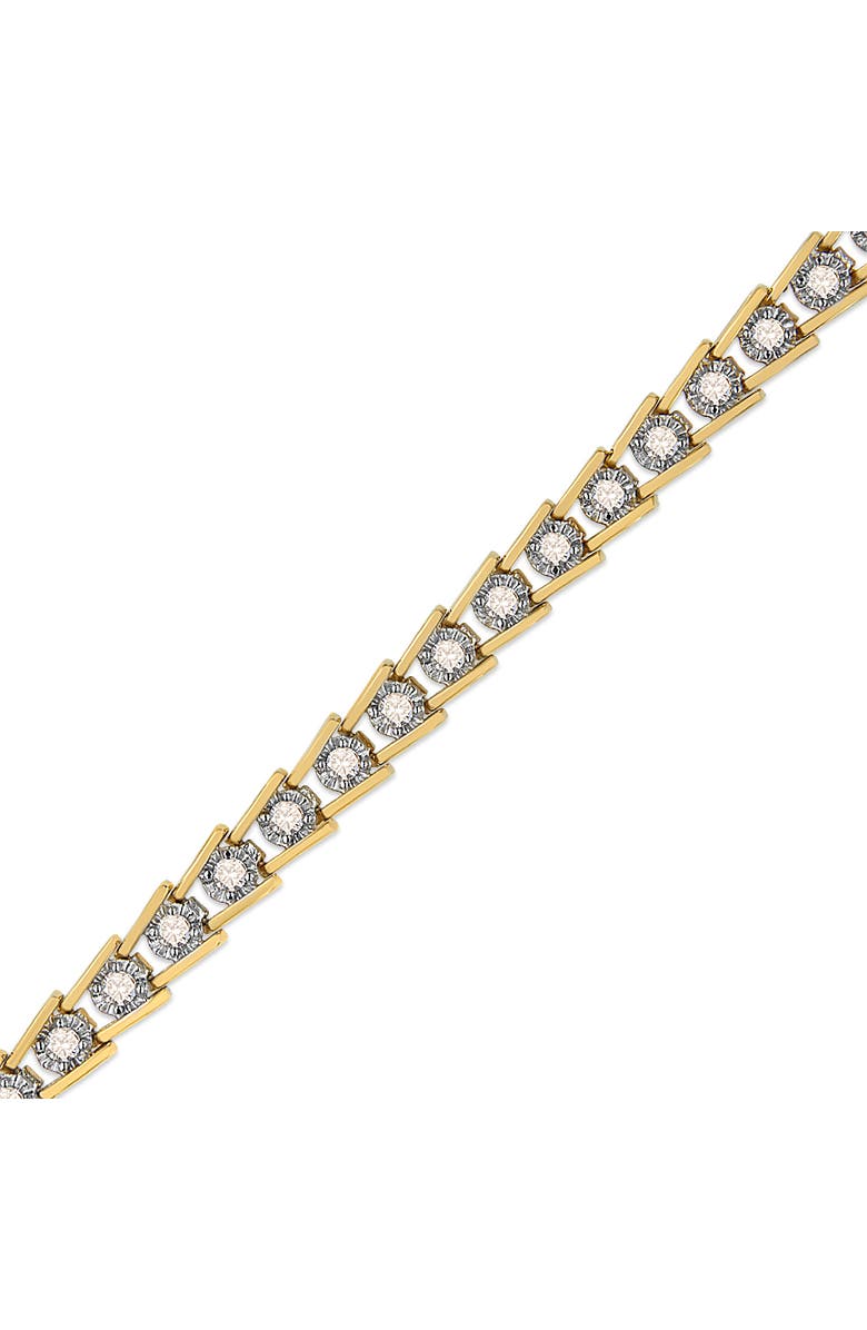 Haus of Brilliance 14K Yellow Gold Plated Silver 2.00 Cttw Miracle Set Diamond Wave Link Bracelet, Alternate, color, Yellow