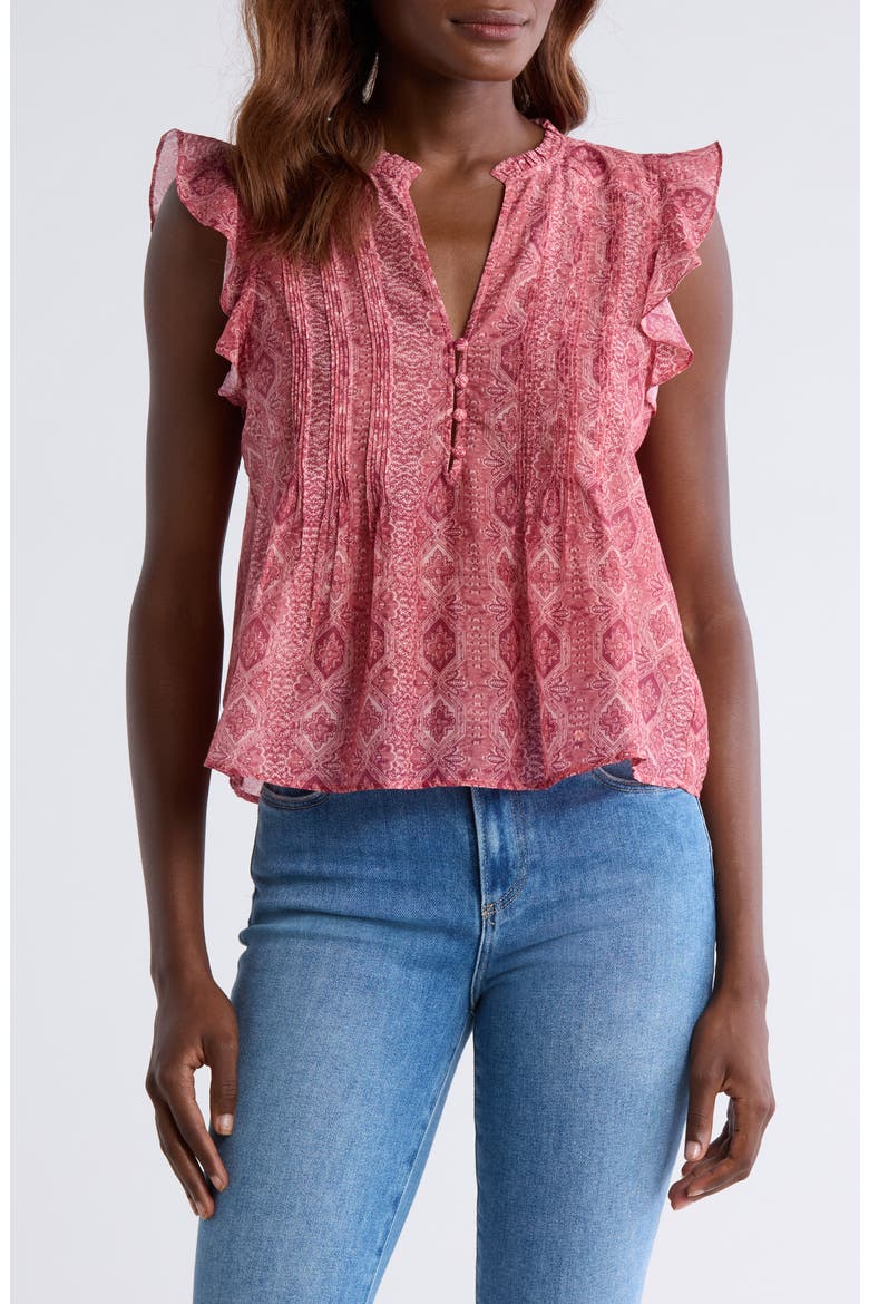 Idris Cotton & Silk Top, Main, color, DARKPINKMU