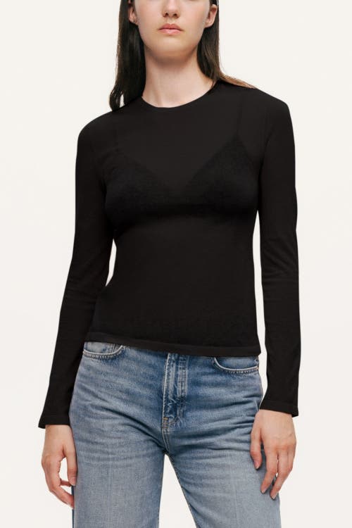 Nocturne Sheer Crew-neck Mesh Top In Black