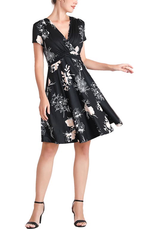 Kimi & Kai Bess Faux Wrap Maternity/nursing Dress In Black