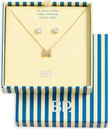 BP. Initial Pendant Necklace & Stud Earrings Set