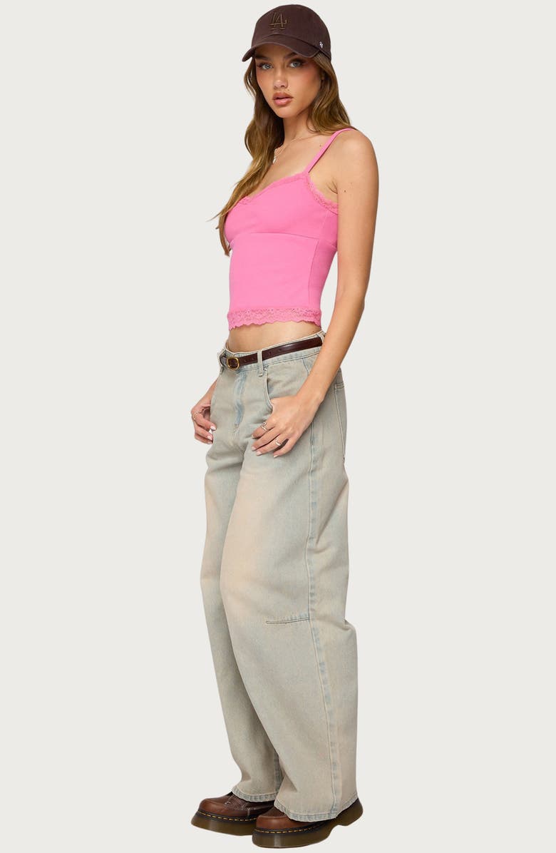 EDIKTED Mireille Lace Trim Camisole, Alternate, color, Pink