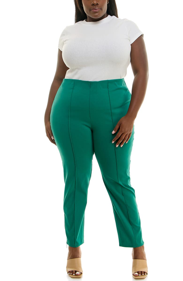 Nina Leonard Millien Zip Ankle Pants, Alternate, color, Kelly Gree