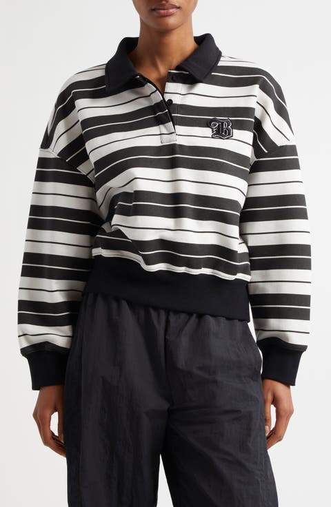Stripe Long Sleeve Rugby Polo