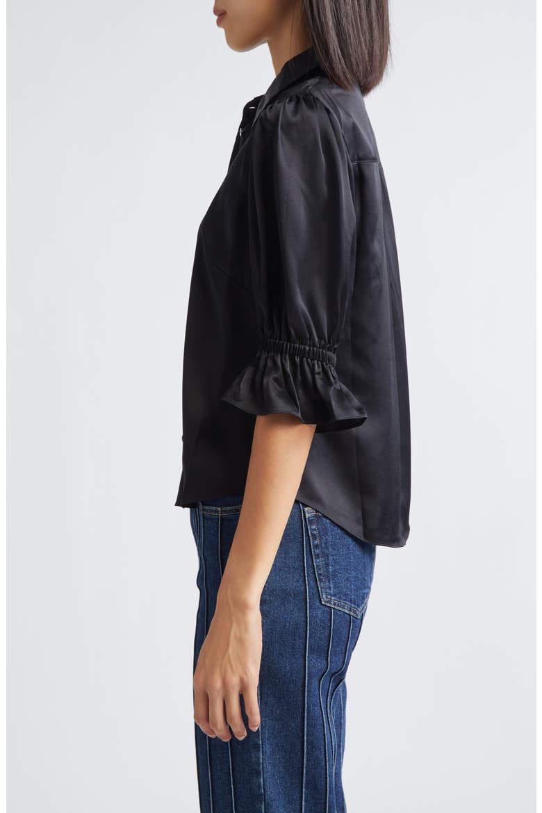 Cinq à Sept Fiona Ruffle Cuff Silk Button-Up Shirt (Women) | Nordstrom