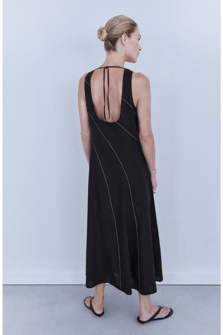 Sleeveless Linen Blend Dress, Alternate, color, BLACK