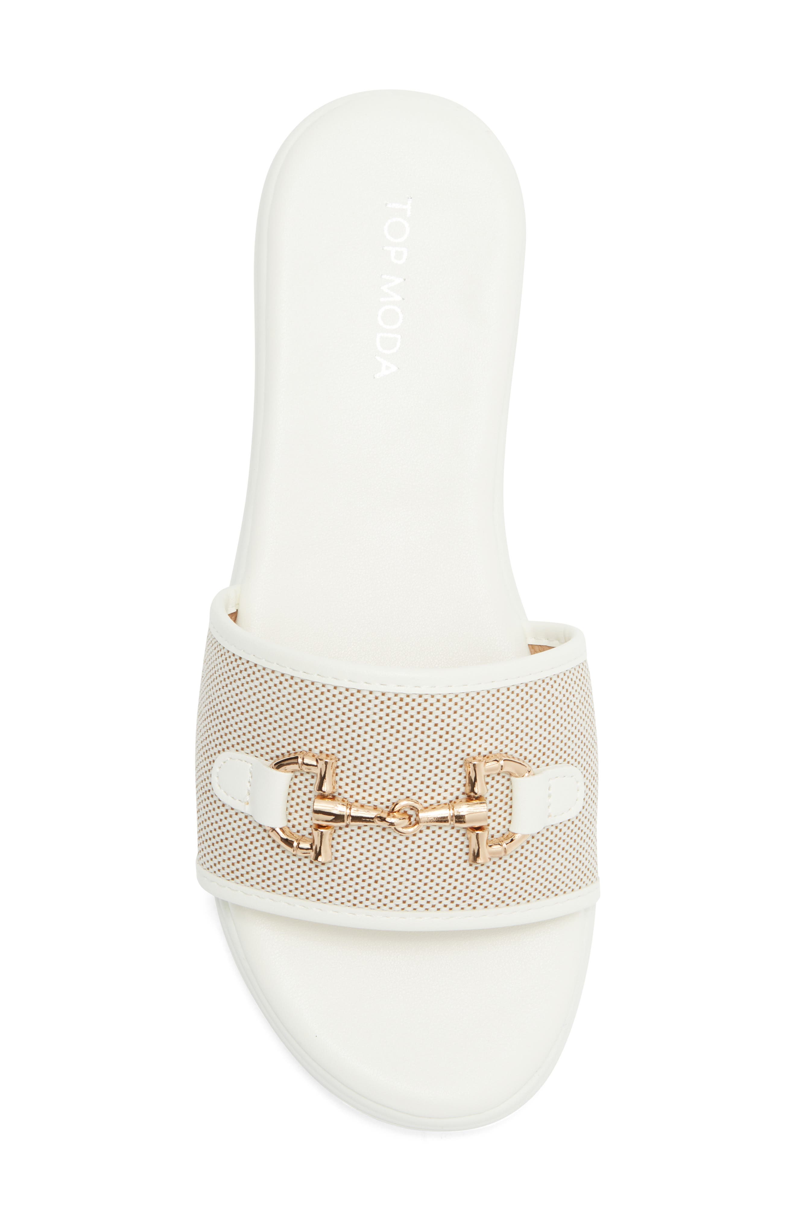 TOP MODA Genova Bit Slide Sandal, Alternate, color, White Pu