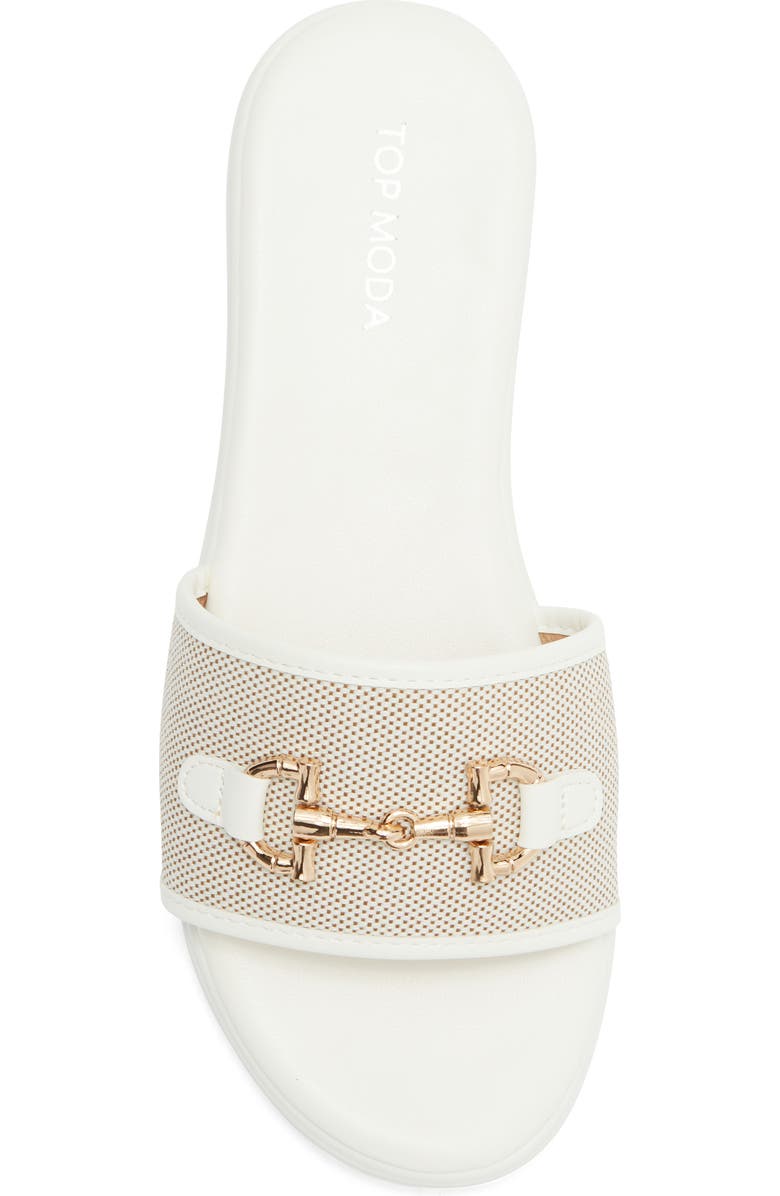 TOP MODA Genova Bit Slide Sandal, Alternate, color, White Pu