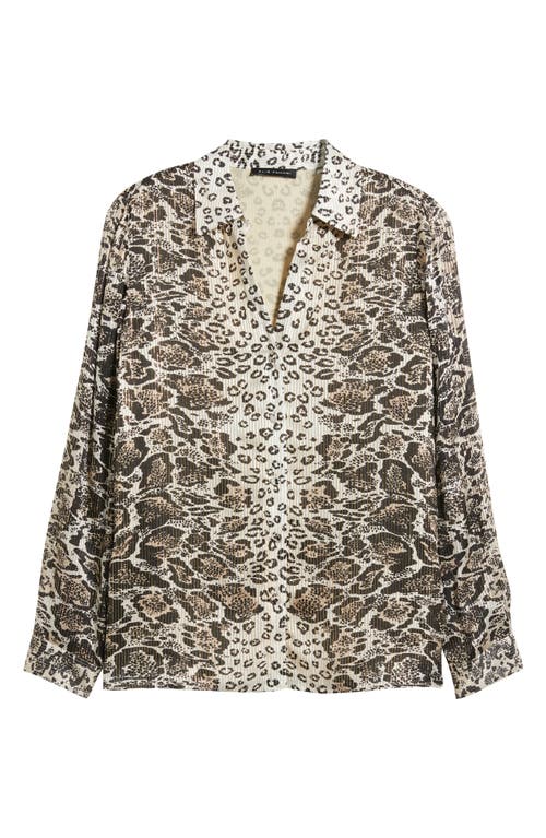 Elie Tahari The Madeline Print Metallic Silk Shirt In Animal Print