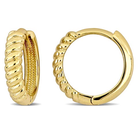 Twist Design Mini Hoop Earrings 14k Gold