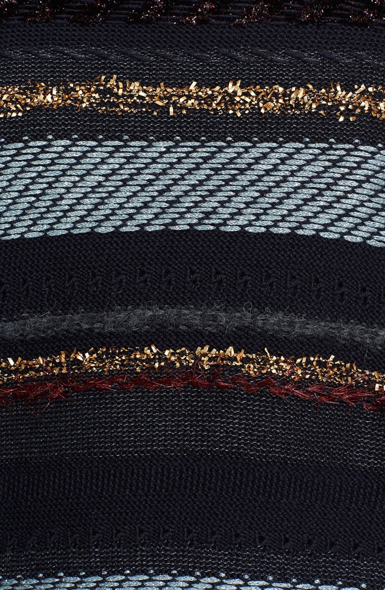 Tory Burch 'Danielle' Metallic Stripe Back Sweater, Alternate, color, 