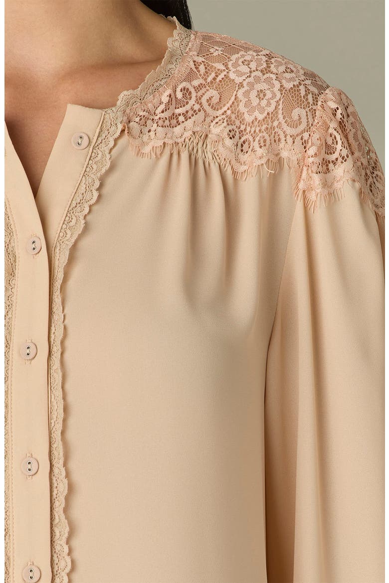 Lace Inset Button Front Shirt, Alternate, color, SANDSTONE