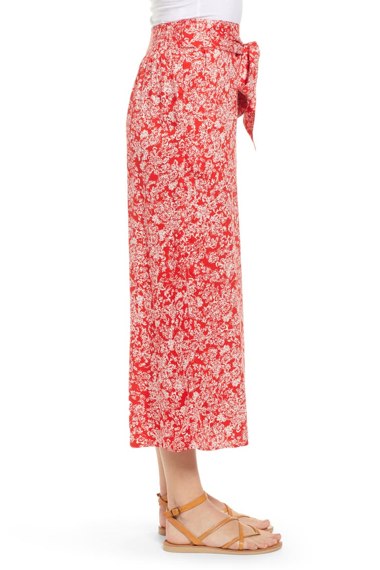 Print Wide Leg Crop Pants, Alternate, color, RED SCARLET FLORAL GARDEN