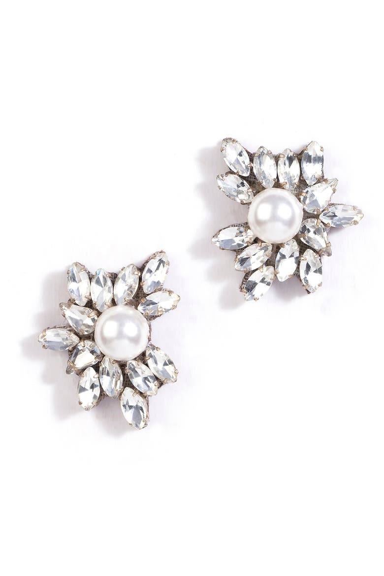 Sahana Imitation Pearl Stud Earrings, Main, color, SILVER