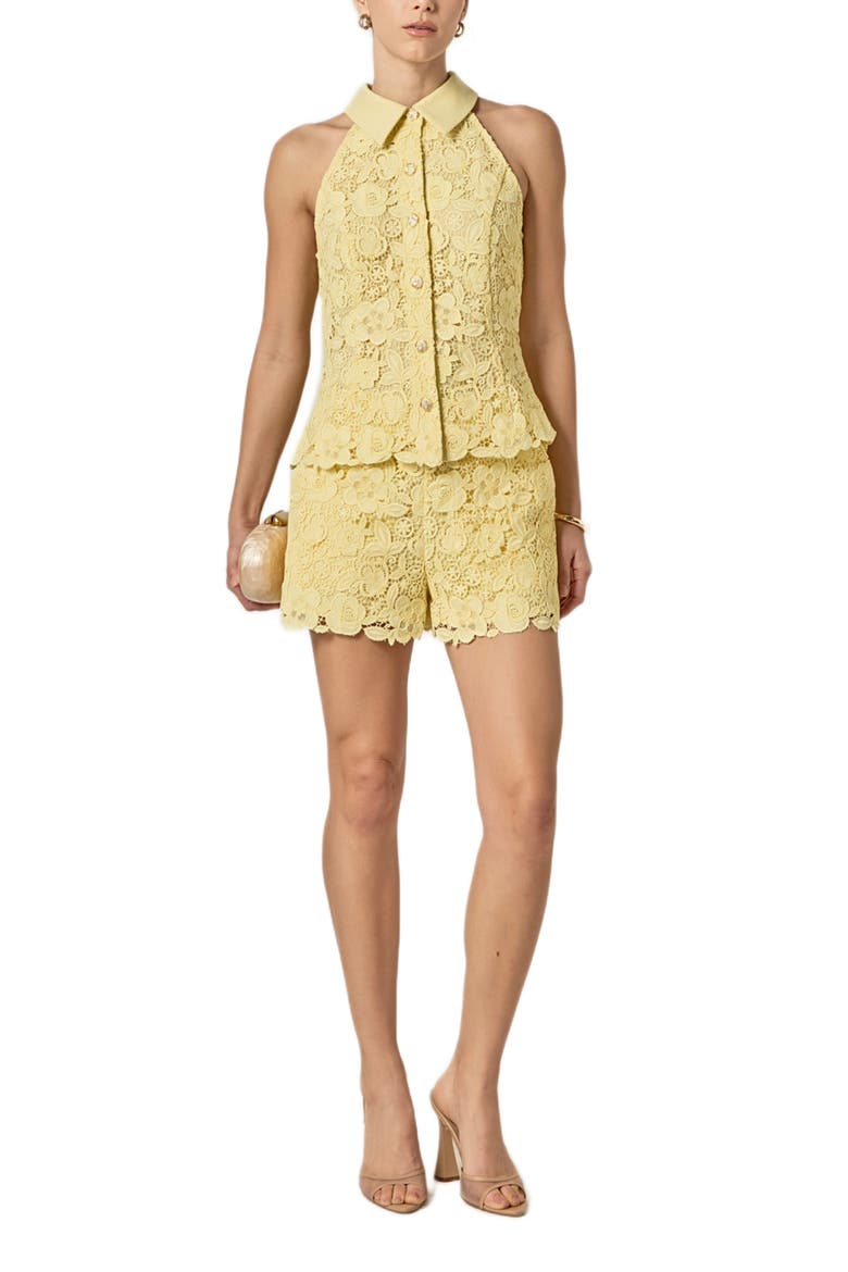 Floral lace Shorts, Alternate, color, BUTTER YELLOW