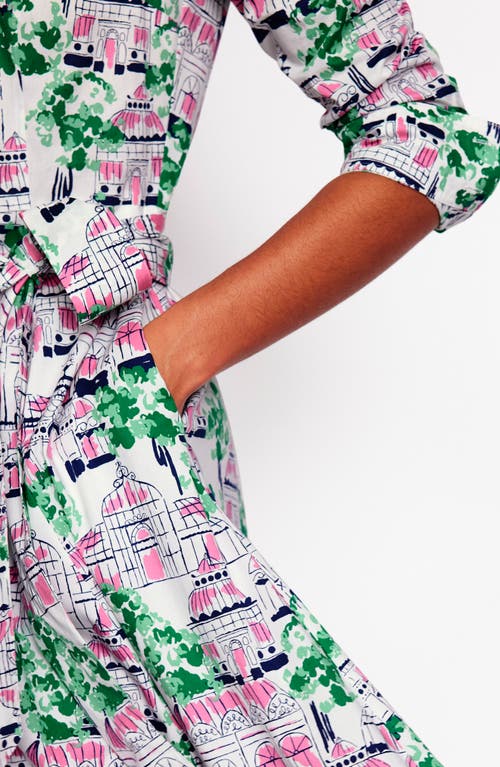 BODEN BODEN AMY PRINT LONG SLEEVE MIDI SHIRTDRESS