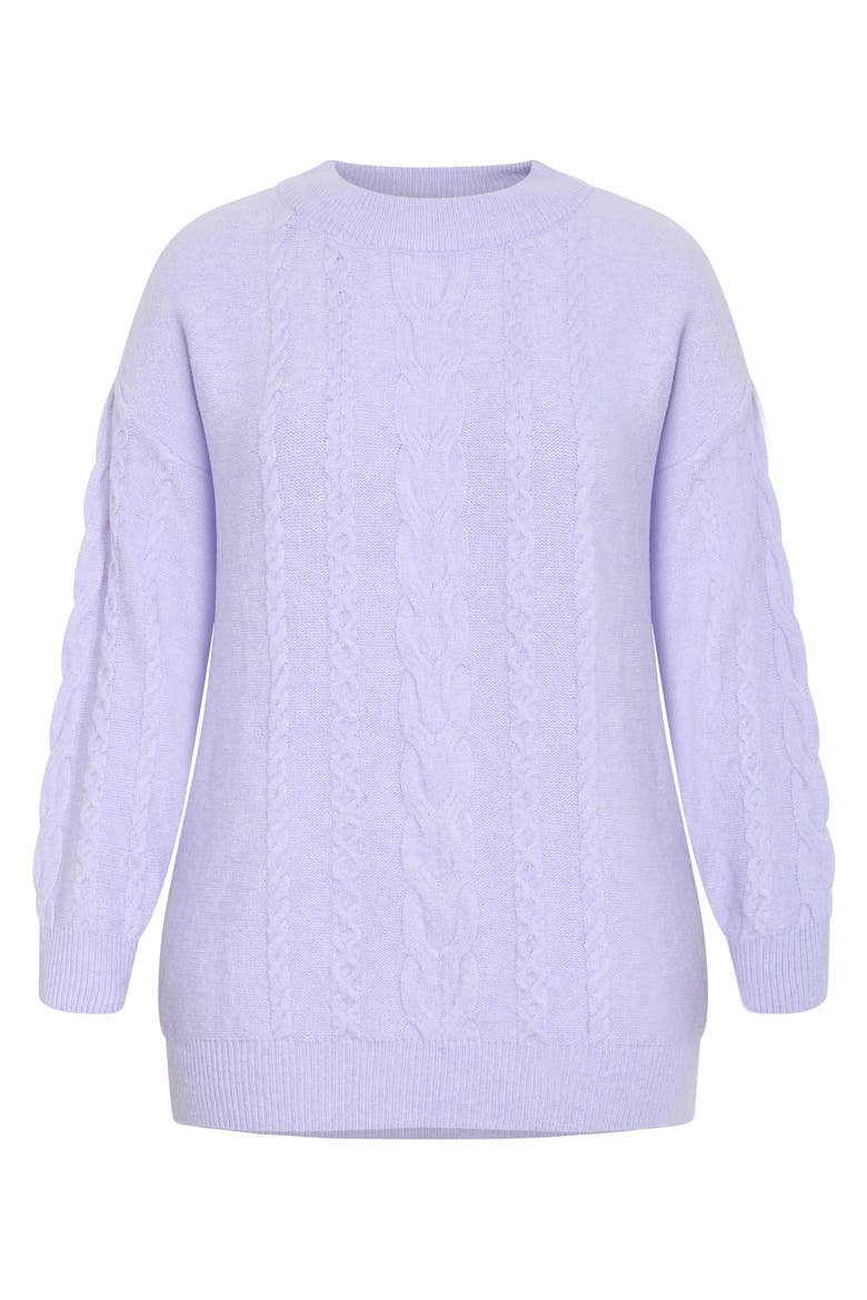 Claudia Cable Knit Sweater, Alternate, color, LILAC MELANGE