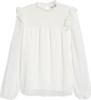 NIKKI LUND Yannis Smocked Clip Dot Blouse