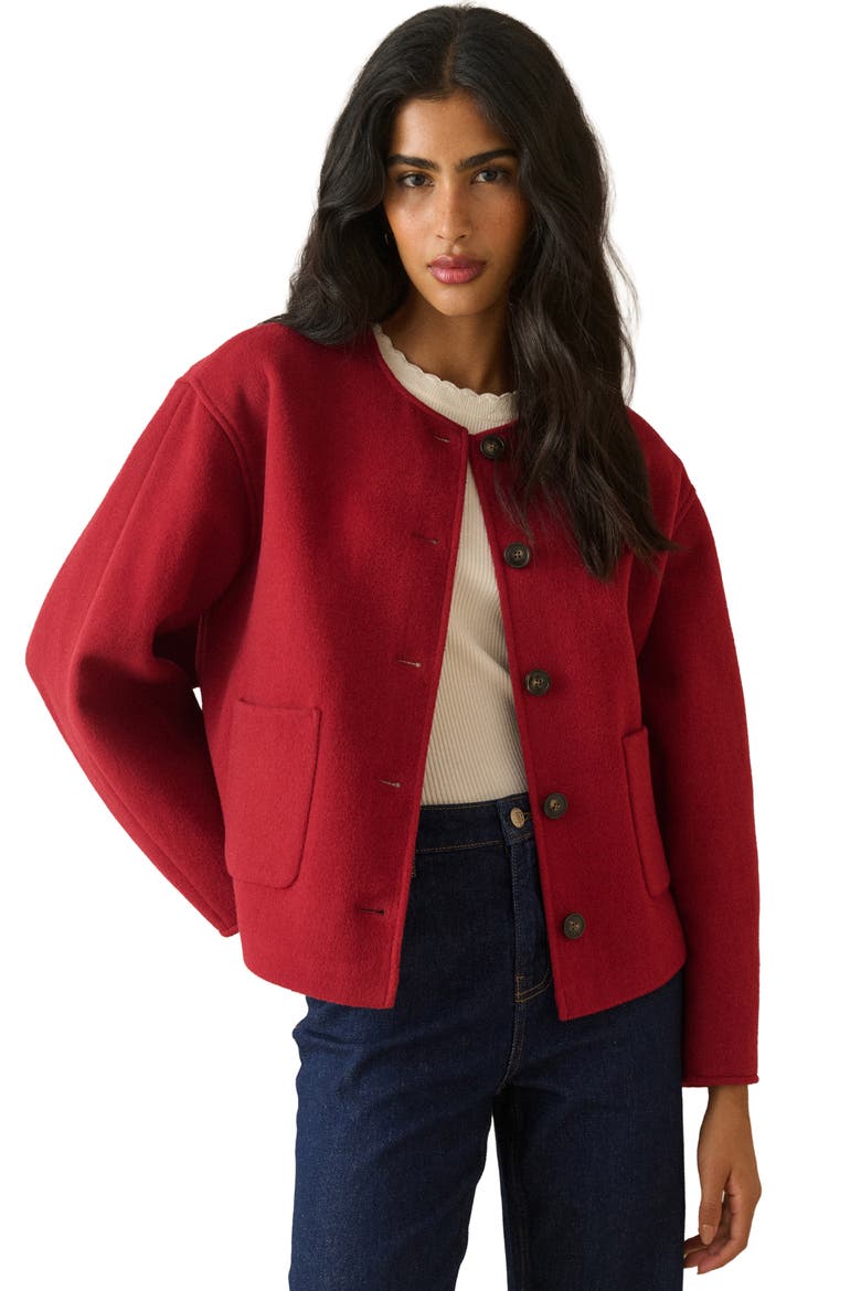 Button Front Jacket, Alternate, color, DARK RED
