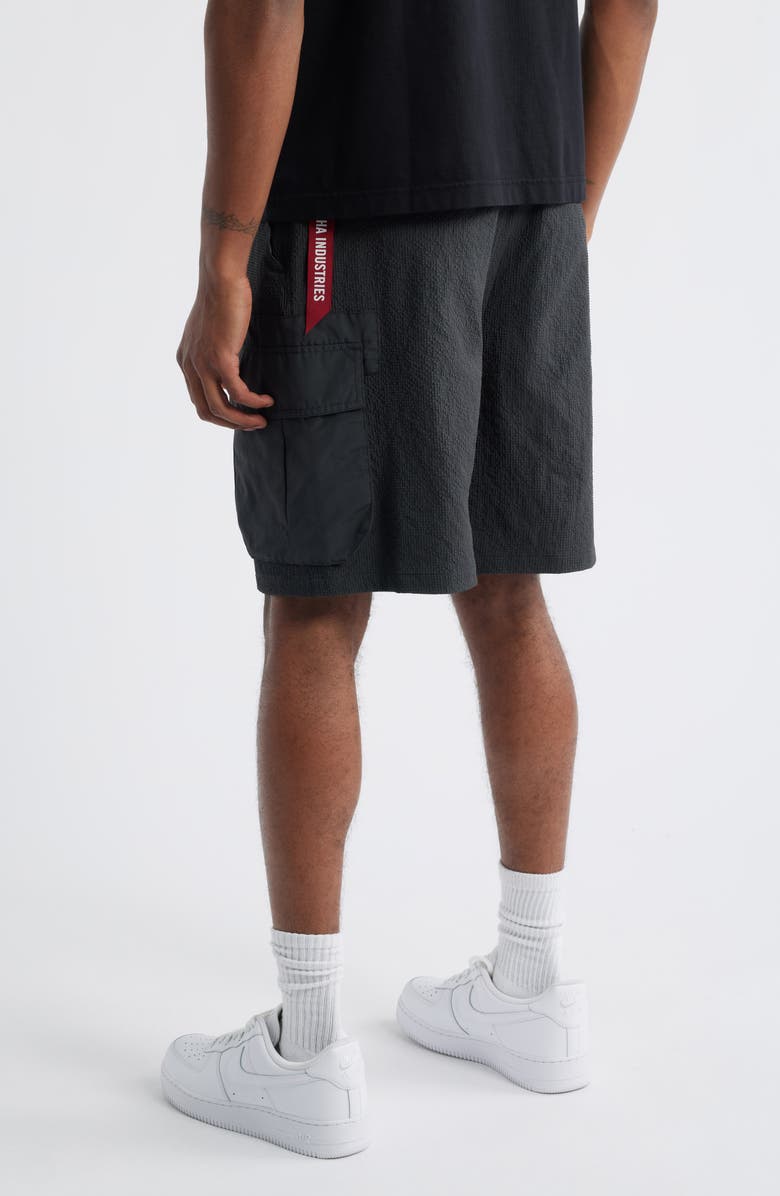 Alpha Industries Seersucker Cargo Shorts, Alternate, color, Charcoal