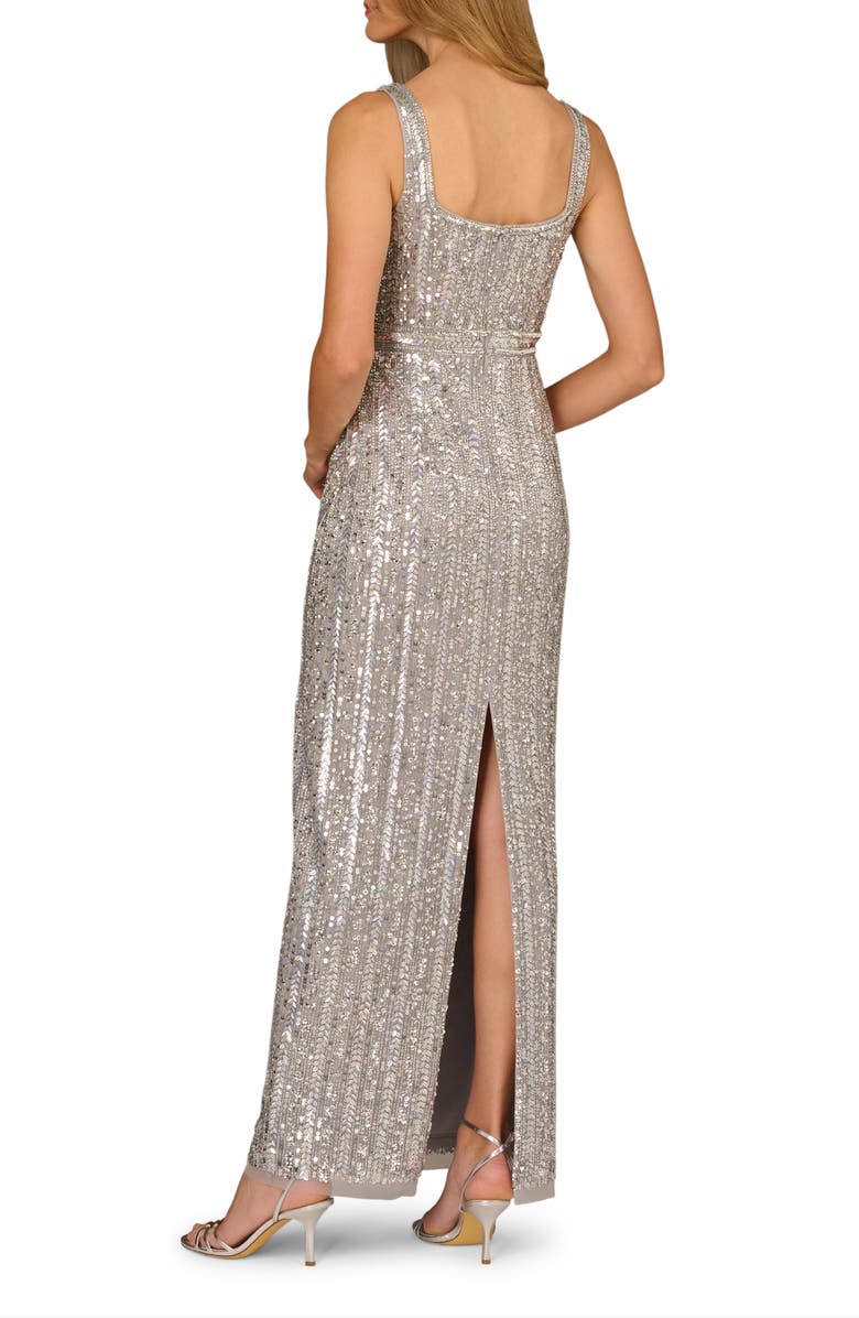 Aidan Mattox Sequin Sleeveless Gown, Alternate, color, Silver